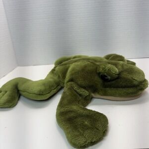 FOLKMANIS Green Plush Frog Hand Puppet Toy Big Eyes Pink‎ Mouth